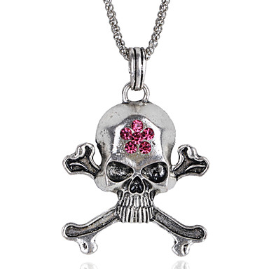 Античная медь черепа Rhinestone ожерелье KL18