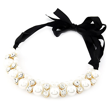 Двухслойной Pearl Rhinestone Поддельные ожерелье воротник