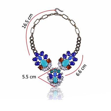 (1 шт) Урожай (Цветок Алмазный Gemstone ожерелье) Золотой сплав себе ожерелье (синий)