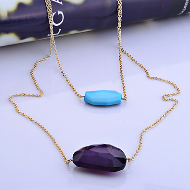 Lureme Двухместный Rhinestone Слои Подвеска длинное ожерелье