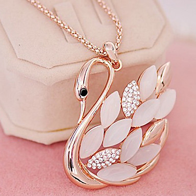 Сладкий (Лебединое Подвеска) Ясно горный хрусталь с Кот-Opal кулон ожерелье (1 шт)