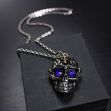 Нержавеющая сталь 316L Blue Eye Череп Кулон без цепи ожерелье (20 ")