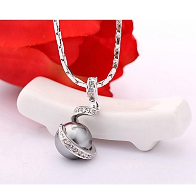 Platinum покрытием Сияющий Австрия Crystal White Pearl Имитация Шарм ожерелье