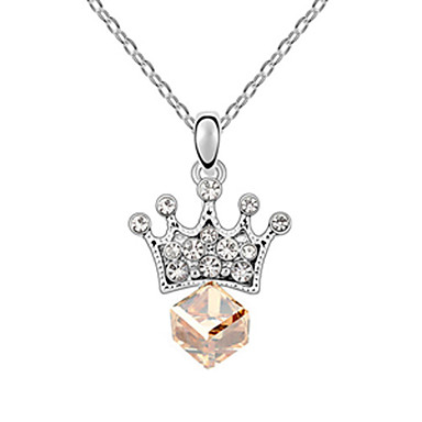 Rhinestone Кристалл Cu Корона Платиновый покрытием ожерелье