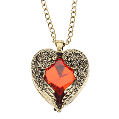 Грановитая Ruby Red Алмазный персик сердца крылья длинные ожерелья