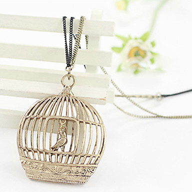 Vintage Античная медь Birdcage Pendnat Ожерелье