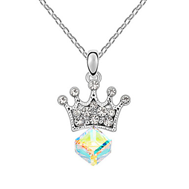 Rhinestone Кристалл Cu Корона Платиновый покрытием ожерелье