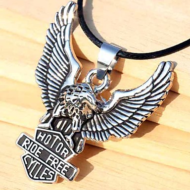 Античный сплав серебра Eagle подвеска кожа ожерелье