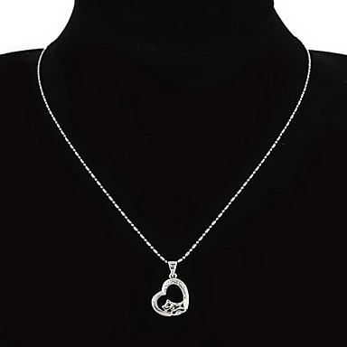 Корейской моды Сердце Серебряный кулон ожерелье (случайный цвет)