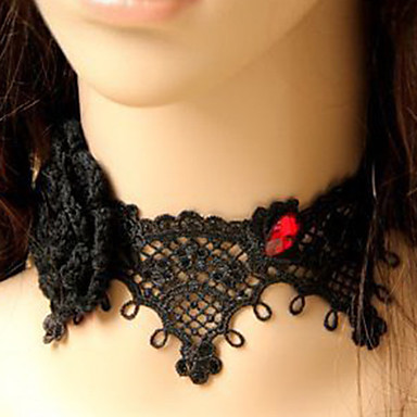 Вязание цветов и красного смола Gem Black Lace ожерелье