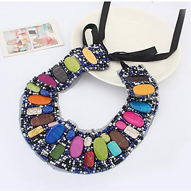 (1 шт) Европейская (Большие Цветные шарики Gemstone) как изображение Ресин Воротник Ожерелье (многоцветный)