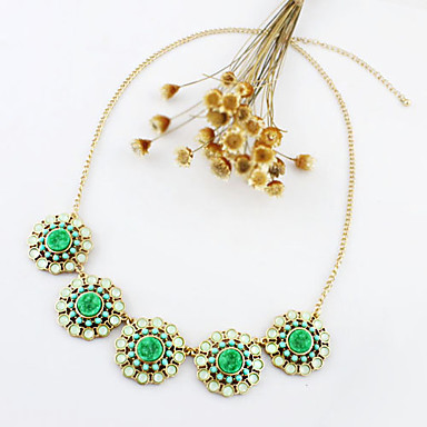 Корея Стиль Green Flower ожерелье