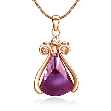 18K Роуз Позолоченные Фиолетовый Кристалл Урожай Камень ожерелье