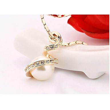 Сияющий Австрия Crystal White Pearl Имитация Шарм ожерелье