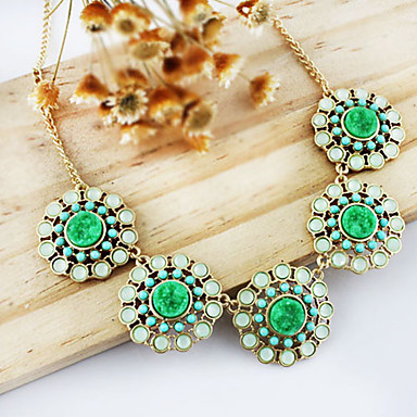 Корея Стиль Green Flower ожерелье