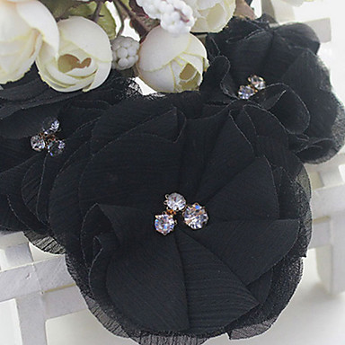 Сладкий Многоцветный Ткань с Rhinestone колье Ожерелье (черный, розовый) (1Pc)
