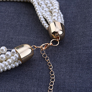 Lureme многослойные Синий Rhinestone ожерелье жемчуг