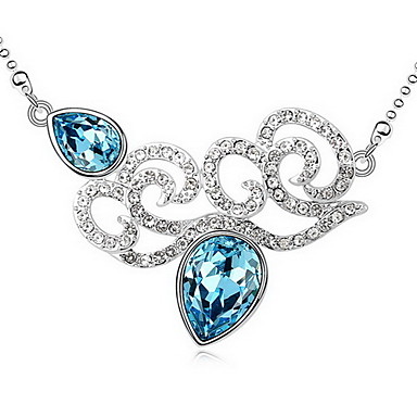 18K Белое покрытием Блестящие австрийской Хрустальный цветок ожерелье