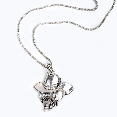 Античная медь черепа Rhinestone ожерелье KL12