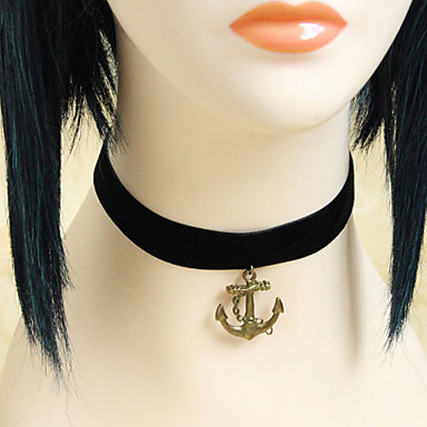 Япония Стиль Black Velvet Anchor Ожерелье