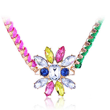 Lureme Красочные шнура Плетеный ожерелья Rhinestone