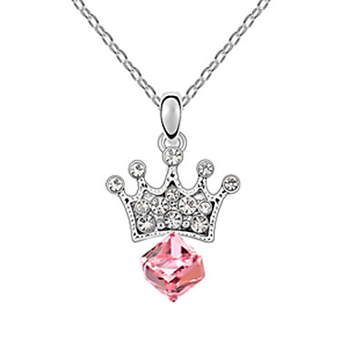 Rhinestone Кристалл Cu Корона Платиновый покрытием ожерелье