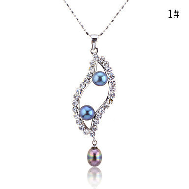 Lureme Посеребренная Сплав Перл зеленой фасоли ожерелье (разных цветов)