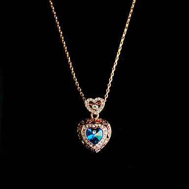 Blue Crystal Сердце ожерелье