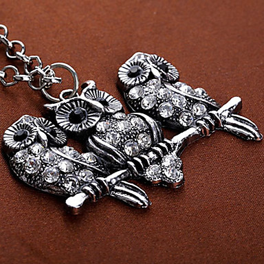 Три совы на ветке античные серебряные Neckalce