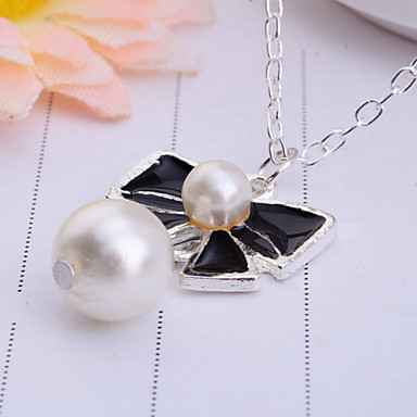 Щепка Установлено Pearl Bowknot ожерелье