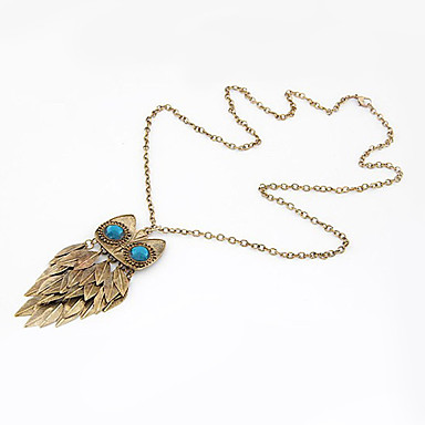 Ретро Листья Сова свитер цепи ожерелье