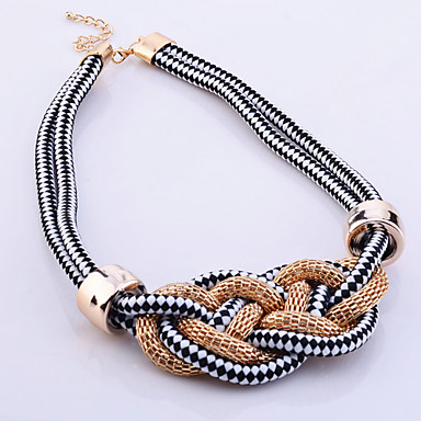 Lureme Мода Золотая цепь Neon шнура узел Переплетается Ожерелье