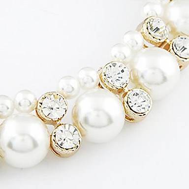 Двухслойной Pearl Rhinestone Поддельные ожерелье воротник