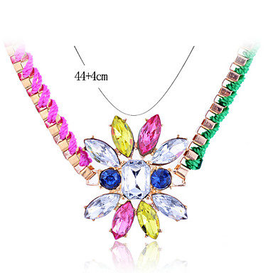 Lureme Красочные шнура Плетеный ожерелья Rhinestone