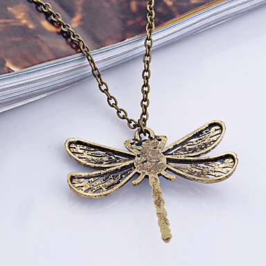 Античная медь сплав Бирюзовый Dragonfly ожерелье