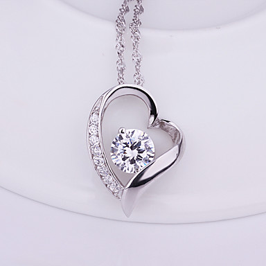 Серебряная necklace. сердца ювелирных изделий Белый Rhinestone