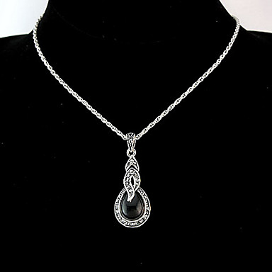 Корейский античный серебряный овальный Gem ожерелье (случайный цвет)