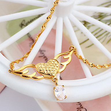 Сладкий (Сердце С пирсинг Wing Капля) Золото Позолоченные с Rhinestone ожерелье (1 шт)