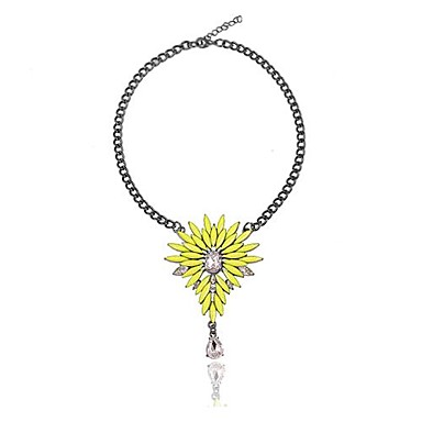 (1 шт) Европейская (Флуоресцентный цвет Gemstone Diand Flower) В картине Циркон кулон ожерелье (желтый, красный, зеленый)