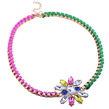 Lureme Красочные шнура Плетеный ожерелья Rhinestone