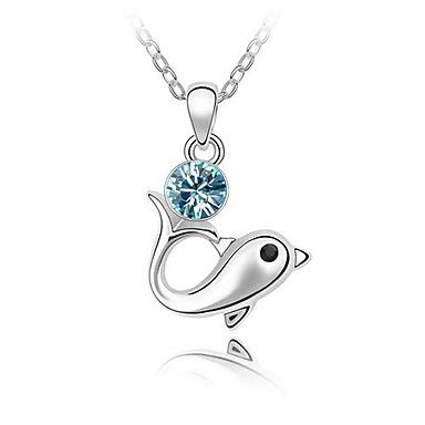 (1 шт) Мода Игристые Дельфин ВМС сплава кристалла ожерелье