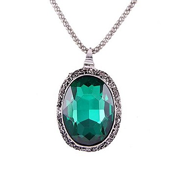 (1 шт) Европейская (Большой Круглый CrystalGem) В картине Циркон кулон ожерелье (синий, зеленый)