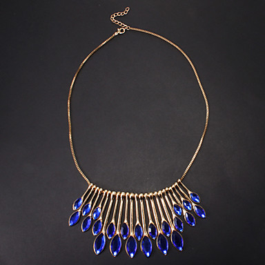 Европейский (золото) Многоцветный сплава Rhinestone колье Ожерелье (синий, красный, зеленый) (1 шт)