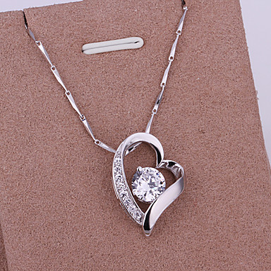 Серебряная necklace. сердца ювелирных изделий Белый Rhinestone