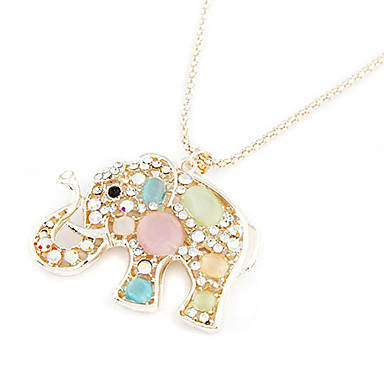 Мода (Слон подвеска) Золото Проба с Rhinestone Подвеска Ожерелье (многоцветный) (1 шт)