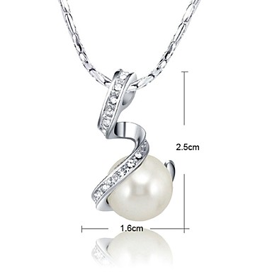 Platinum покрытием Сияющий Австрия Crystal White Pearl Имитация Шарм ожерелье