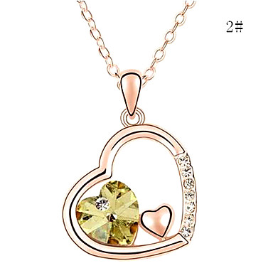Модные Циркон австрийской Crystal Heart Ожерелье (разных цветов)