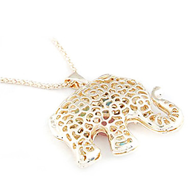 Мода (Слон подвеска) Золото Проба с Rhinestone Подвеска Ожерелье (многоцветный) (1 шт)