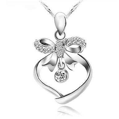 Bowknot шелковая лента Heart Shape Посеребренная Подвеска