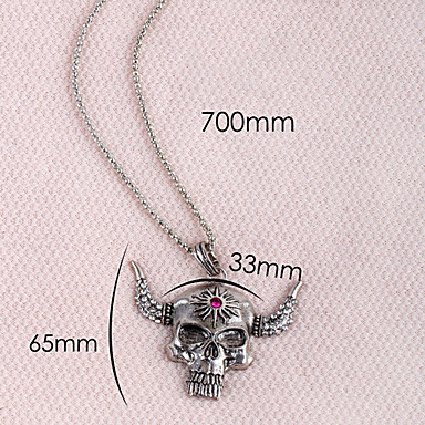 Античная медь черепа Rhinestone ожерелье KL17